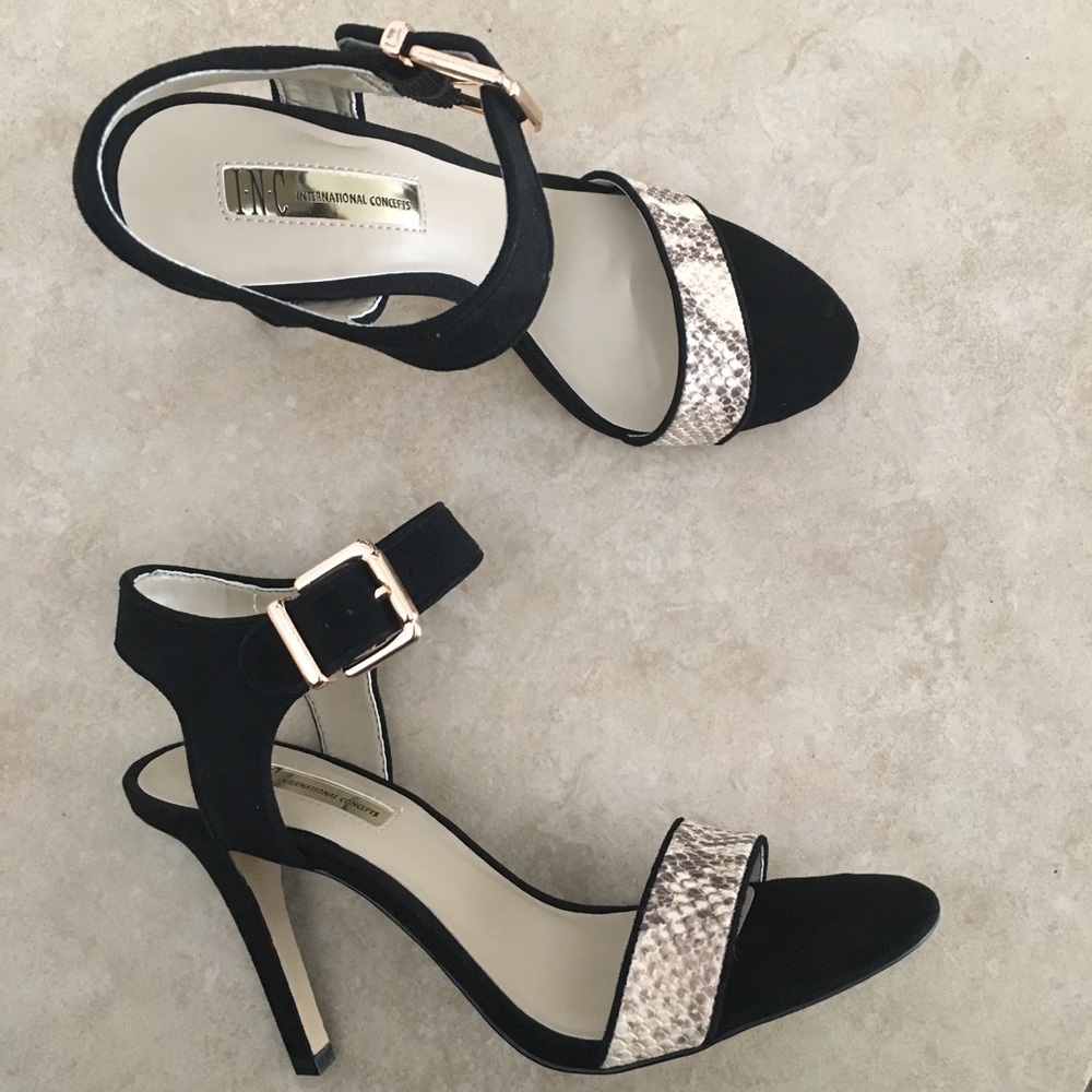 New INC snake skin suede sandals